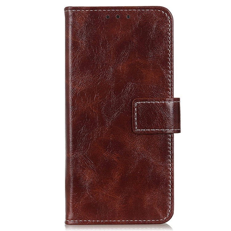 For iPhone 16e Case Crazy Horse Texture Leather Phone Wallet Cover - Brown
