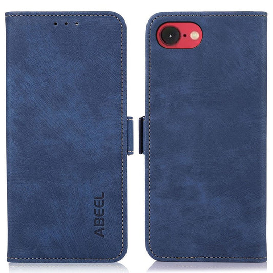 ABEEL For iPhone 16e Case Retro Leather Phone Cover Wallet Stand View - Blue