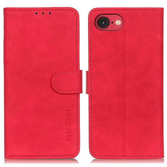 KHAZNEH For iPhone 16e Case Retro PU Leather Wallet Stand Phone Cover - Red