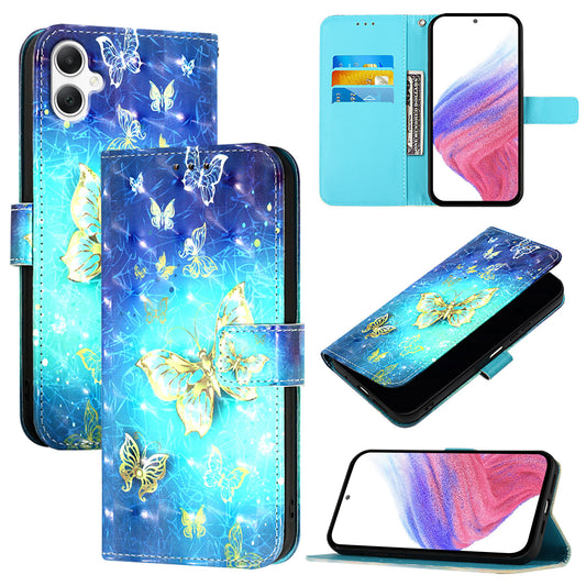 For Samsung Galaxy A06 Leather Case YB Pattern Printing Leather Series-2 Pattern Printing Wallet Stand Cover - Golden Butterflies
