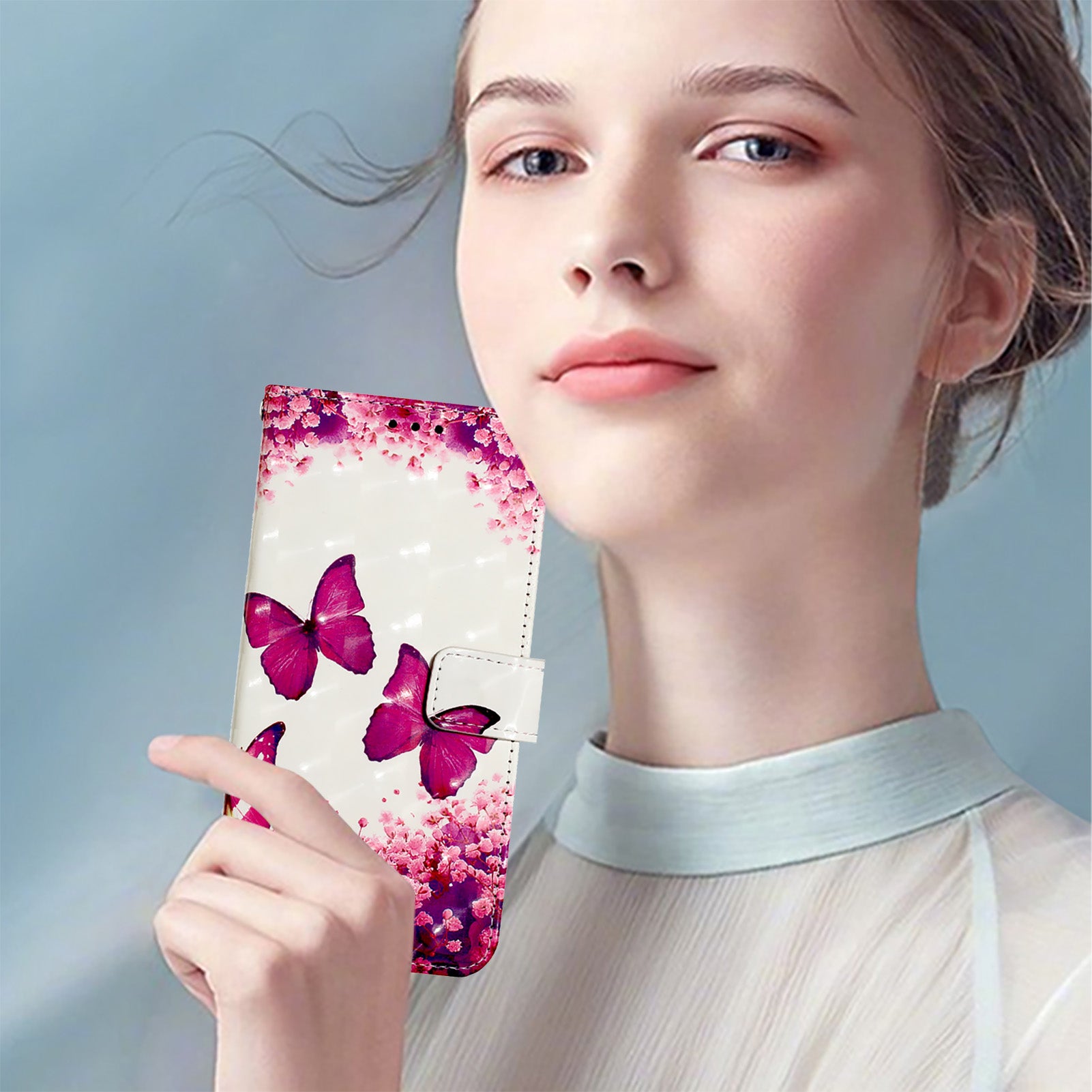 For Samsung Galaxy A06 Leather Case YB Pattern Printing Leather Series-2 Pattern Printing Wallet Stand Cover - Rose Butterflies