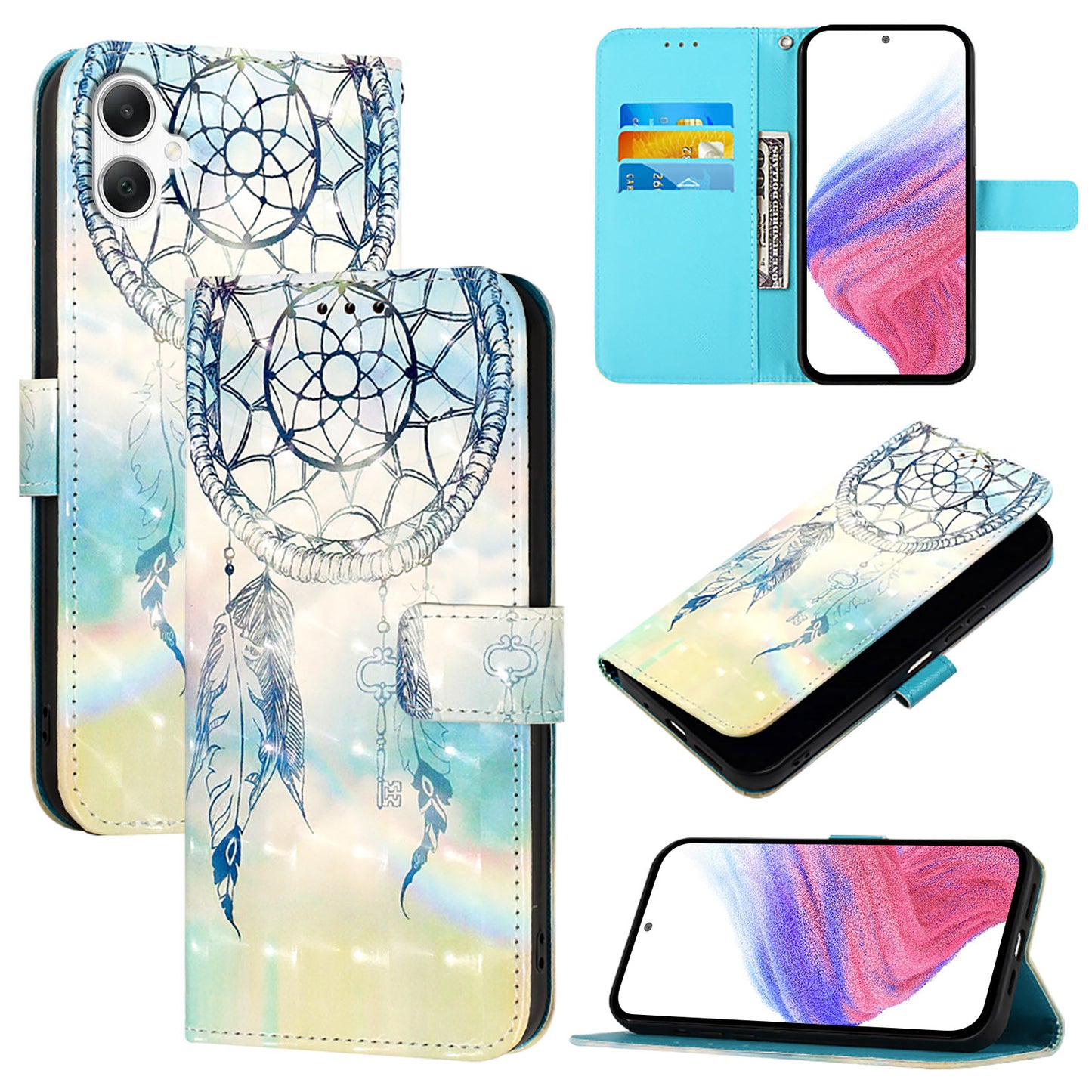For Samsung Galaxy A06 Leather Case YB Pattern Printing Leather Series-2 Pattern Printing Wallet Stand Cover - Dream Wind Chime