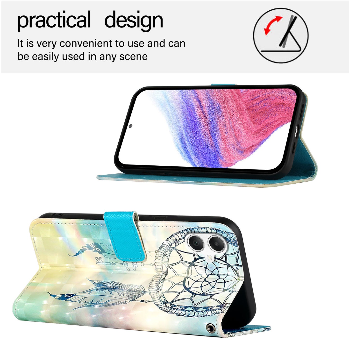 For Samsung Galaxy A06 Leather Case YB Pattern Printing Leather Series-2 Pattern Printing Wallet Stand Cover - Dream Wind Chime
