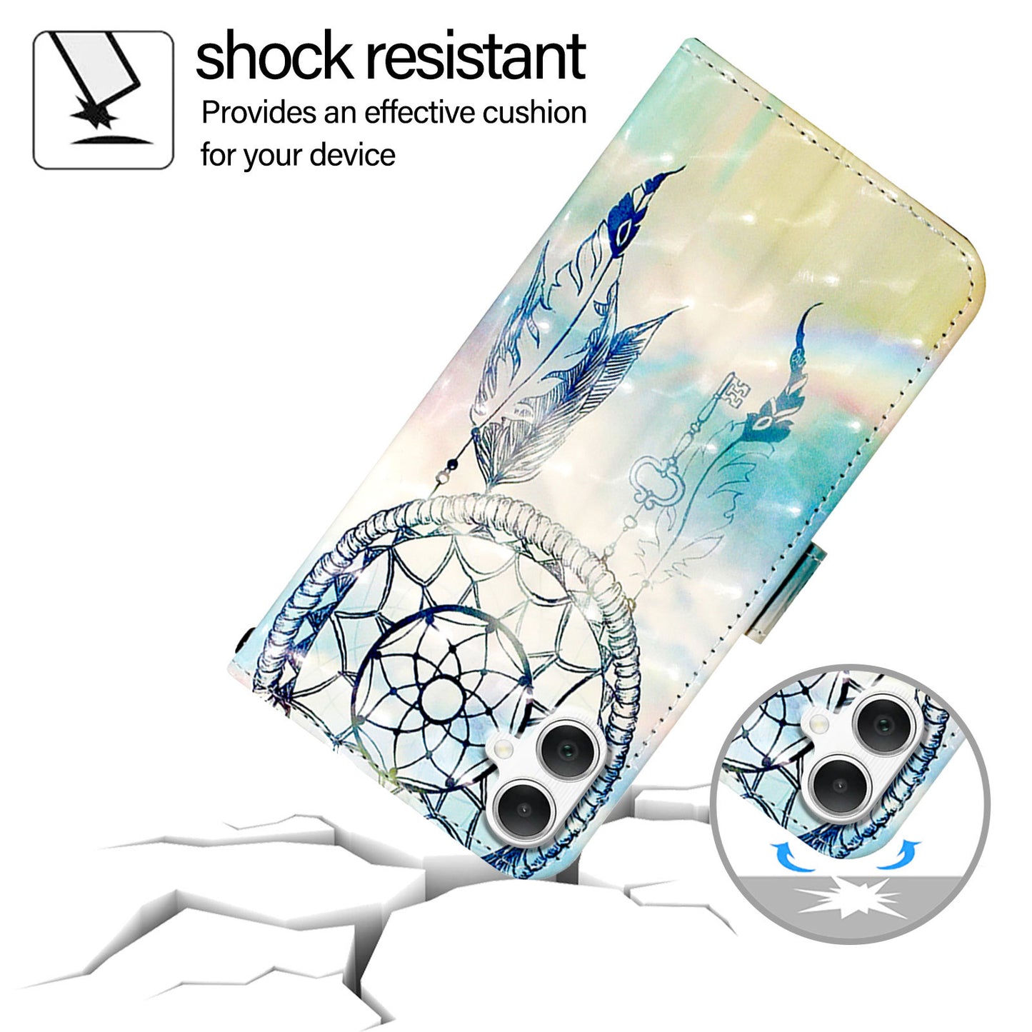 For Samsung Galaxy A06 Leather Case YB Pattern Printing Leather Series-2 Pattern Printing Wallet Stand Cover - Dream Wind Chime