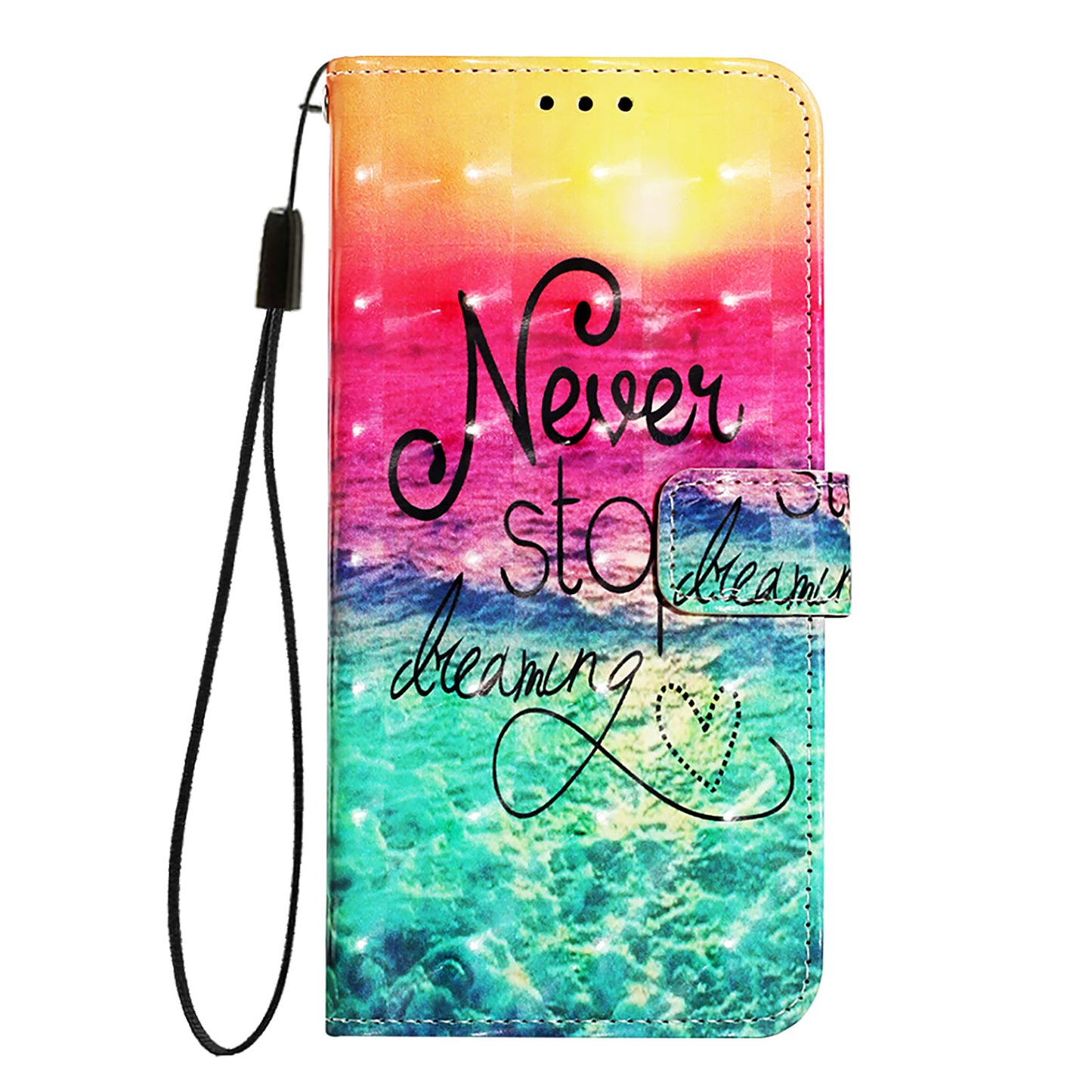 For Samsung Galaxy A06 Leather Case YB Pattern Printing Leather Series-2 Pattern Printing Wallet Stand Cover - Never Stop Dreaming
