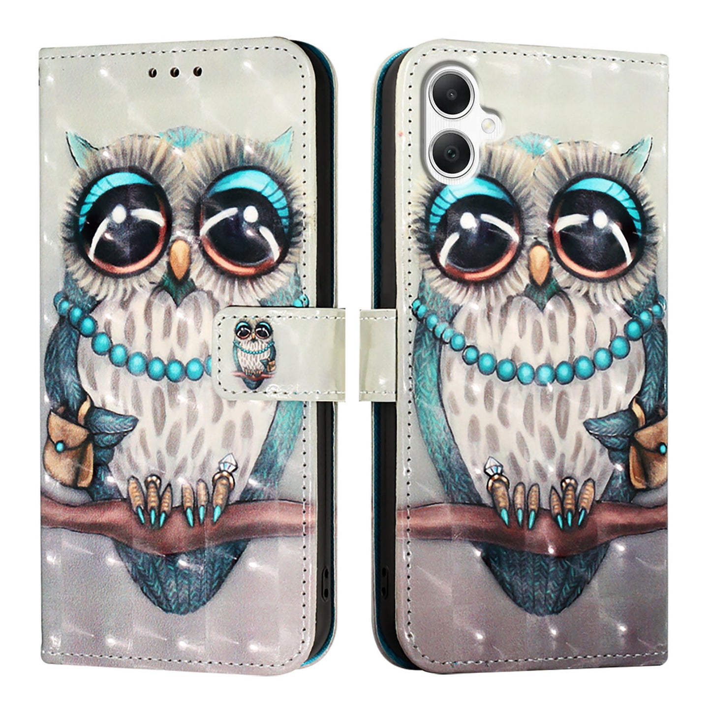 For Samsung Galaxy A06 Leather Case YB Pattern Printing Leather Series-2 Pattern Printing Wallet Stand Cover - Grey Owl