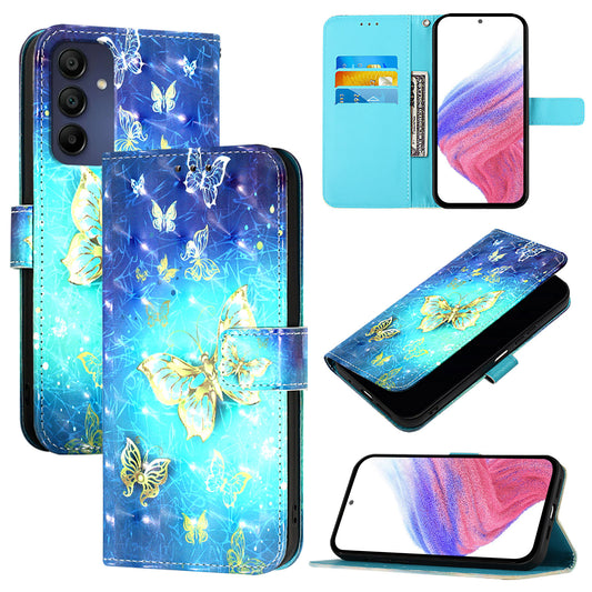 For Samsung Galaxy A16 5G / A16 4G Leather Case YB Pattern Printing Leather Series-2 Pattern Printing Wallet Stand Cover - Golden Butterflies