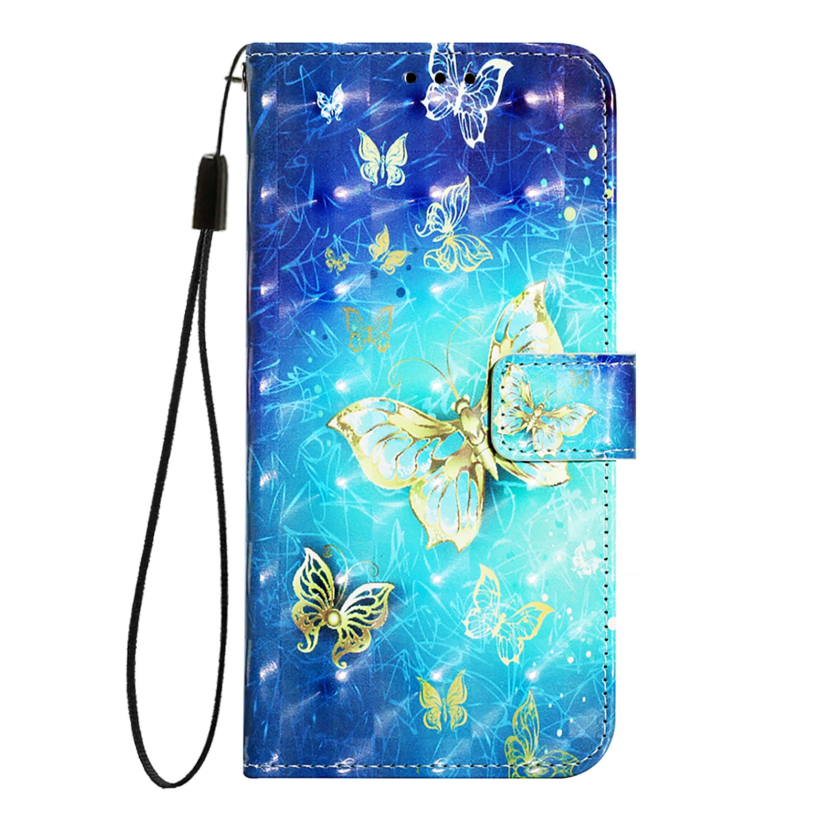 For Samsung Galaxy A16 5G / A16 4G Leather Case YB Pattern Printing Leather Series-2 Pattern Printing Wallet Stand Cover - Golden Butterflies