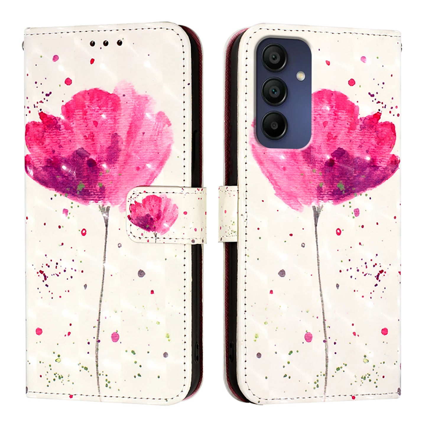 For Samsung Galaxy A16 5G / A16 4G Leather Case YB Pattern Printing Leather Series-2 Pattern Printing Wallet Stand Cover - Flower