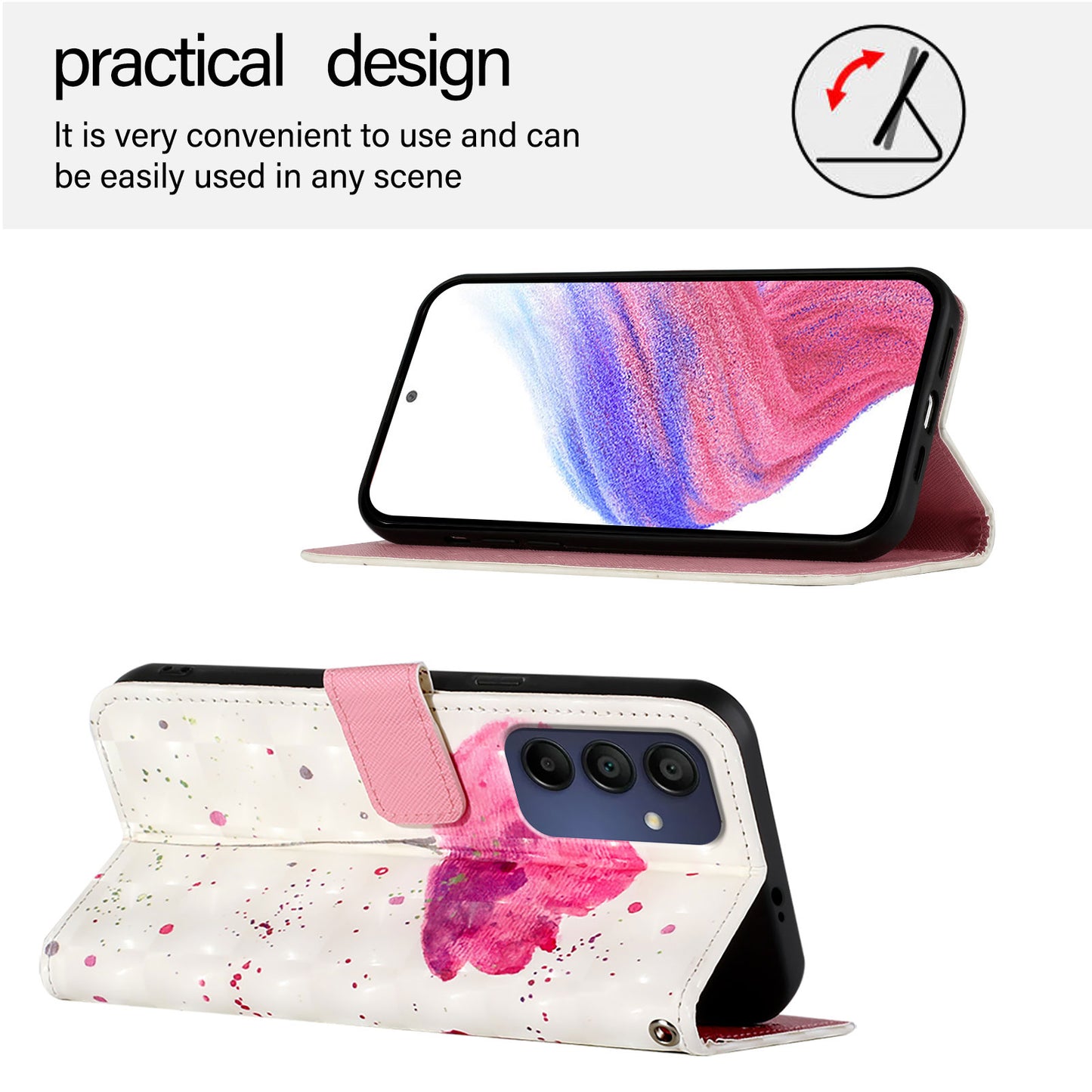 For Samsung Galaxy A16 5G / A16 4G Leather Case YB Pattern Printing Leather Series-2 Pattern Printing Wallet Stand Cover - Flower