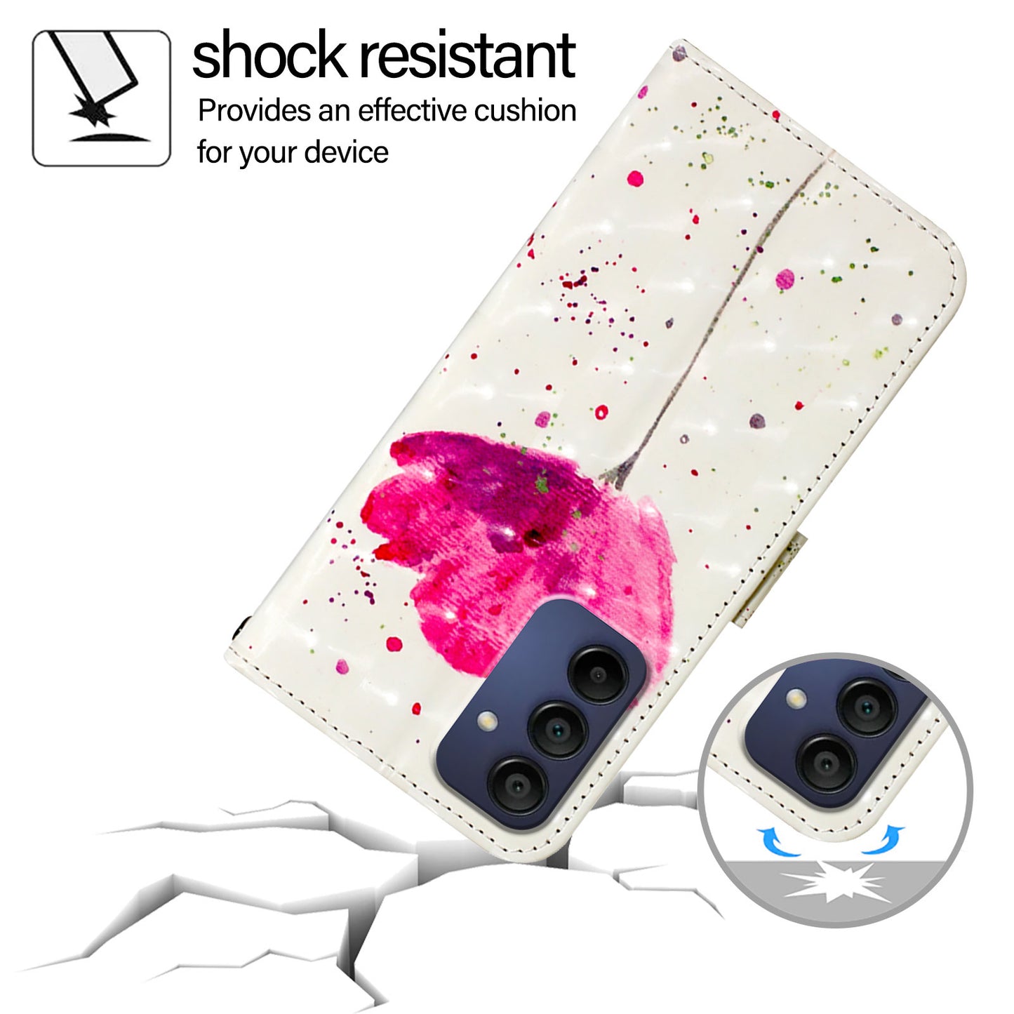 For Samsung Galaxy A16 5G / A16 4G Leather Case YB Pattern Printing Leather Series-2 Pattern Printing Wallet Stand Cover - Flower