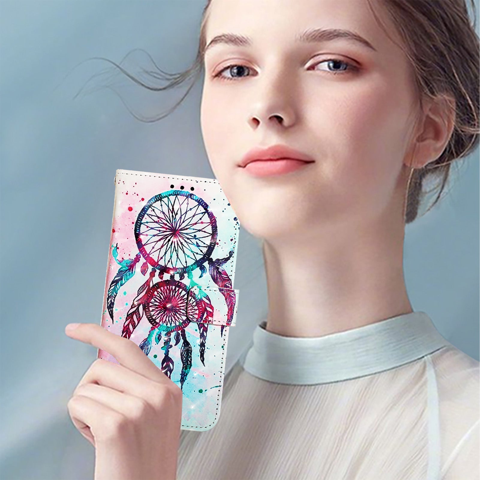 For Samsung Galaxy A16 5G / A16 4G Leather Case YB Pattern Printing Leather Series-2 Pattern Printing Wallet Stand Cover - Colorful Wind Chime