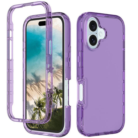 For iPhone 16 Plus Case Shockproof TPU+PC Hybrid Phone Cover - Purple