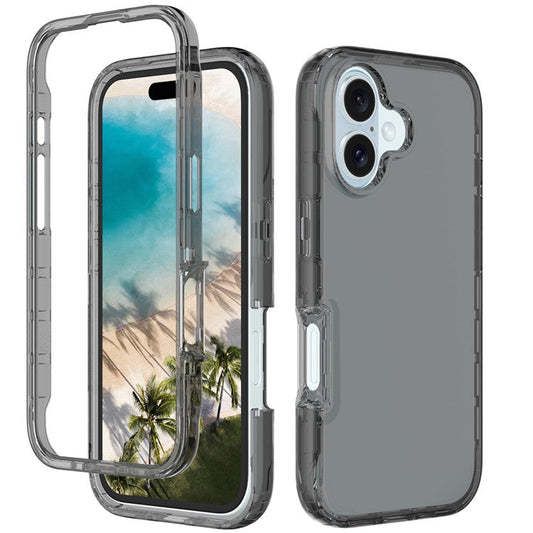 For iPhone 16 Case Shockproof TPU+PC Hybrid Phone Cover - Black