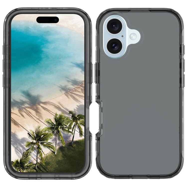 For iPhone 16 Case Shockproof TPU+PC Hybrid Phone Cover - Black