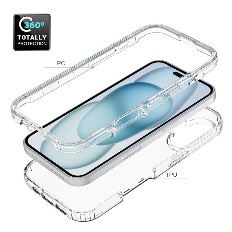 For iPhone 16 Case Shockproof TPU+PC Hybrid Phone Cover - Black