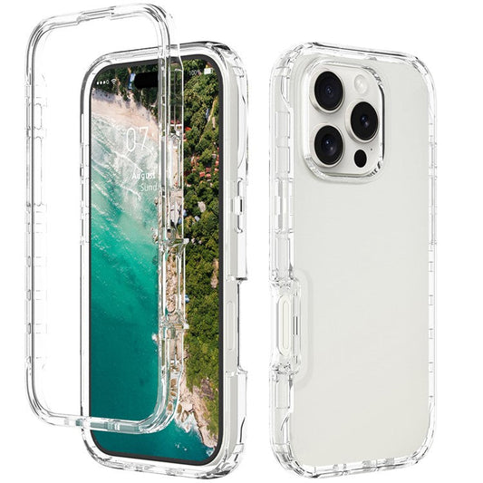 For iPhone 16 Pro Case Shockproof TPU+PC Hybrid Phone Cover - Transparent
