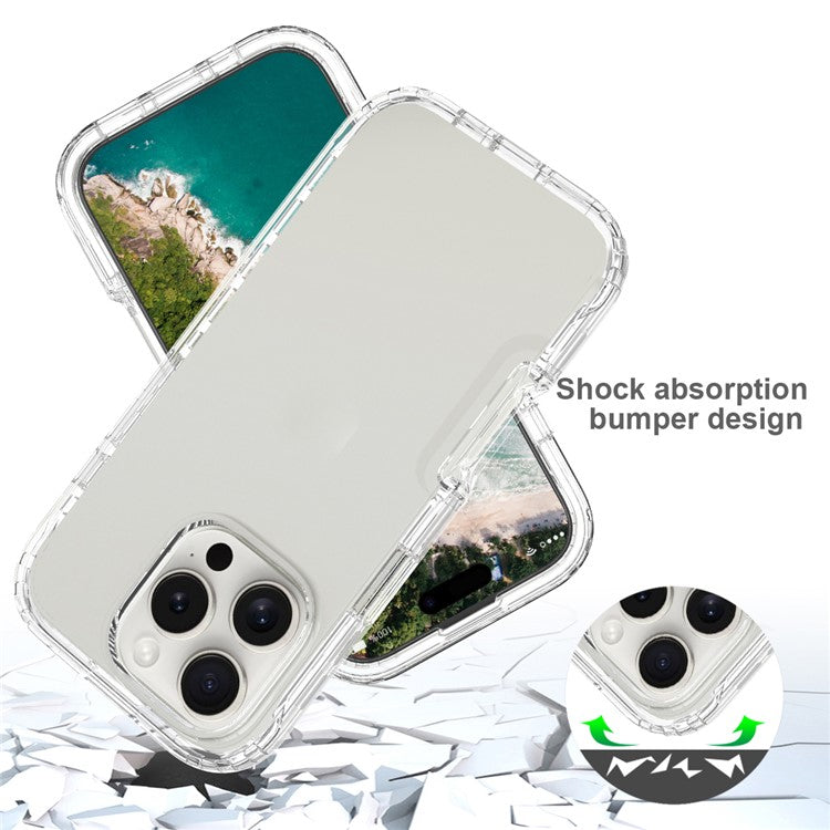For iPhone 16 Pro Case Shockproof TPU+PC Hybrid Phone Cover - Transparent