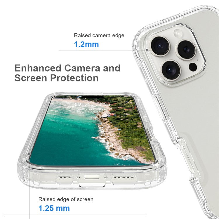 For iPhone 16 Pro Case Shockproof TPU+PC Hybrid Phone Cover - Transparent