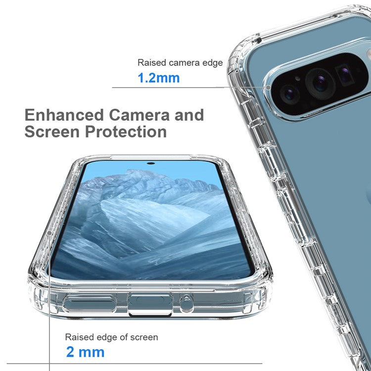 For Google Pixel 9 / 9 Pro Case TPU+PC Full Protection Shockproof Phone Cover with PET Screen Guard - Purple