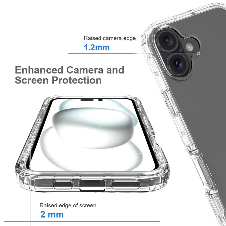 For iPhone 16 Plus Case TPU+PC Full Protection Shockproof Phone Cover with PET Screen Guard - Purple