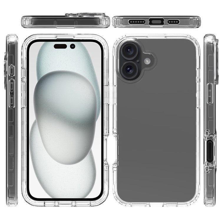 For iPhone 16 Plus Case TPU+PC Full Protection Shockproof Phone Cover with PET Screen Guard - Purple
