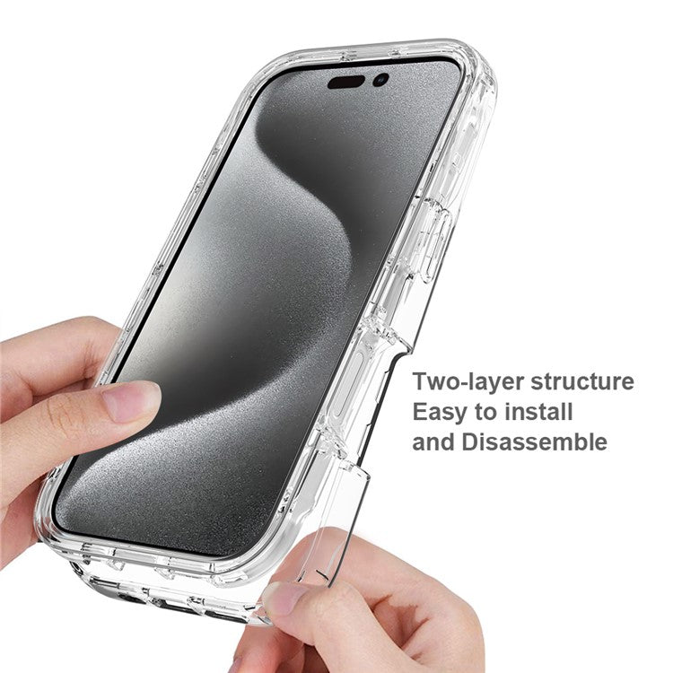 For iPhone 16 Pro Case TPU+PC Full Protection Shockproof Phone Cover with PET Screen Guard - Blue
