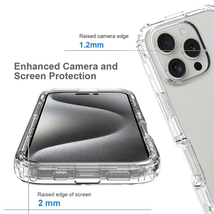 For iPhone 16 Pro Case TPU+PC Full Protection Shockproof Phone Cover with PET Screen Guard - Blue
