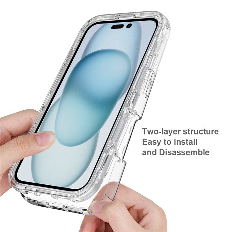 For iPhone 16 Case TPU+PC Full Protection Shockproof Phone Cover with PET Screen Guard - Blue