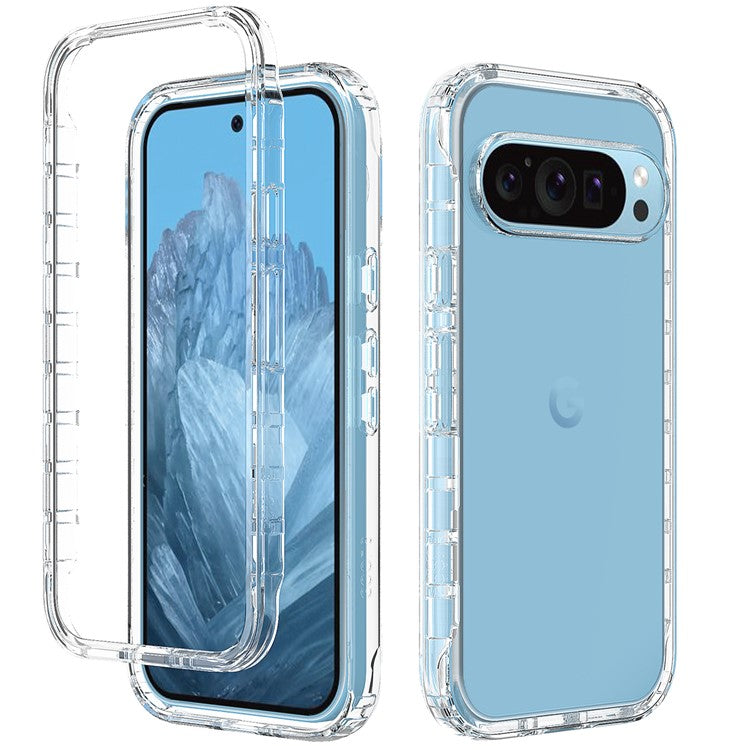 For Google Pixel 9 Pro XL Case Shockproof TPU+PC Hybrid Phone Cover - Transparent