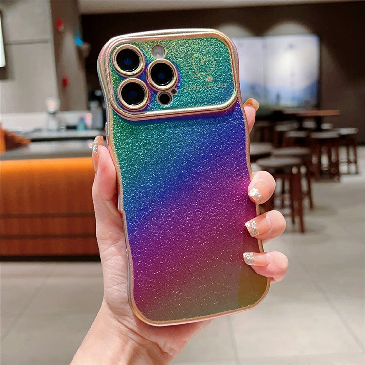 For iPhone 16 Pro Case Curly Shape Love Heart TPU Phone Cover Iridescent Gradient - Colorful