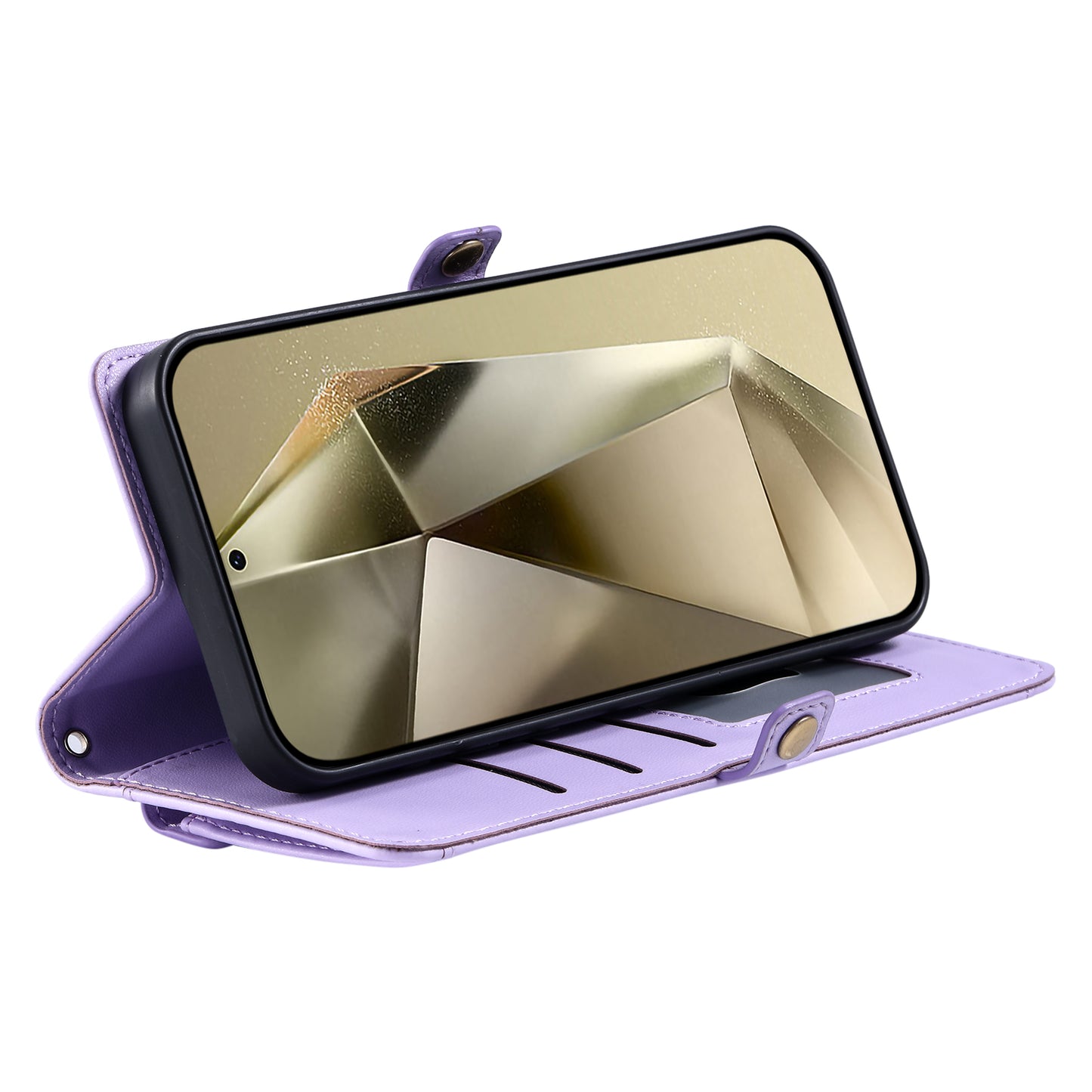 For Samsung Galaxy A16 5G / A16 4G Leather Case with Wrist Strap Wallet Stand Phone Cover - Purple