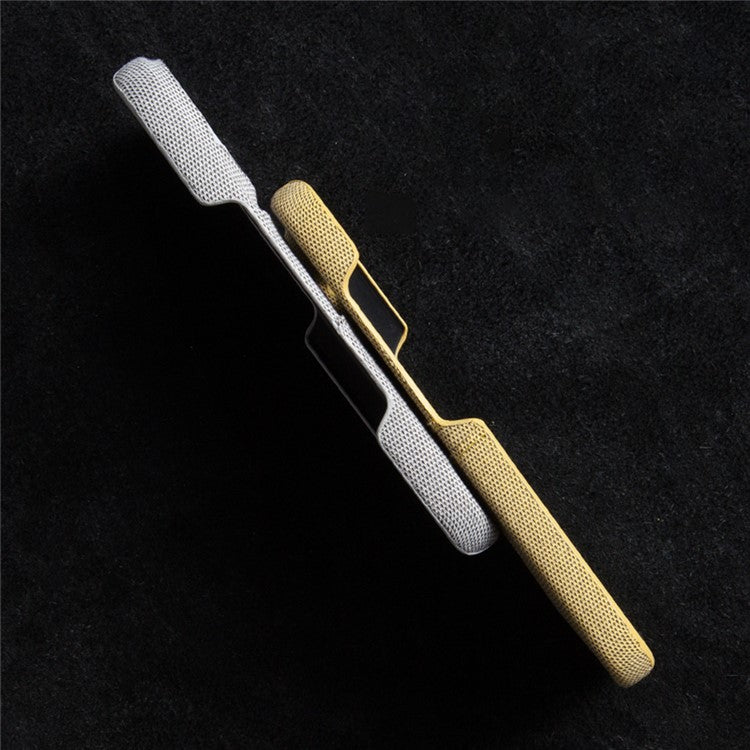 For iPhone 16 Case Cloth + PC Hard Phone Cover with Dual Card Slots - Yellow