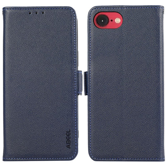 ABEEL For iPhone 16e Case Litchi Texture Leather RFID Blocking Phone Cover - Blue