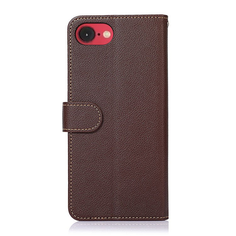 KHAZNEH For iPhone 16e Case RFID Blocking Wallet PU Leather Phone Cover - Brown