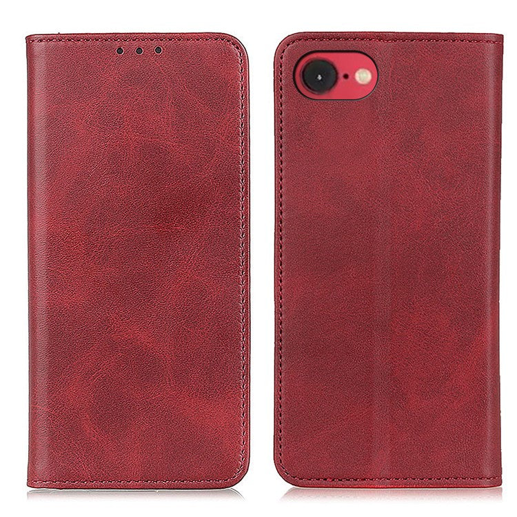 For iPhone 16e Case Split Leather Flip Wallet Phone Cover - Red