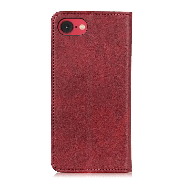 For iPhone 16e Case Split Leather Flip Wallet Phone Cover - Red