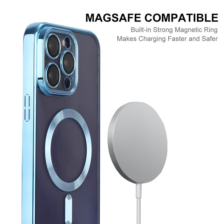 ENKAY HAT PRINCE For iPhone 16 Pro Magnetic Clear Case Shockproof TPU Phone Cover with Lens Film - Dark Blue