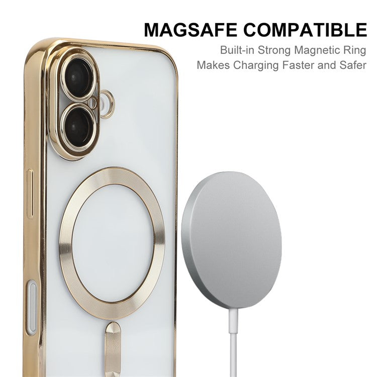 ENKAY HAT PRINCE For iPhone 16 Magnetic Clear Case Shockproof TPU Phone Cover with Lens Film - Black