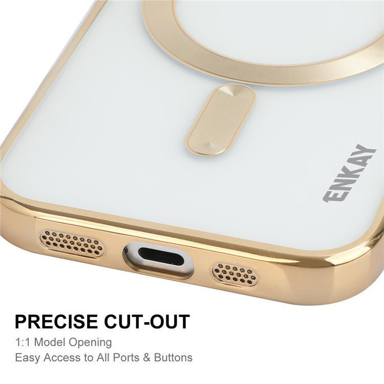 ENKAY HAT PRINCE For iPhone 16 Magnetic Clear Case Shockproof TPU Phone Cover with Lens Film - Black