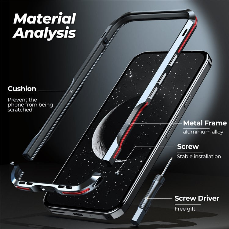 LUPHIE For Google Pixel 9 / 9 Pro Case Metal Bumper Frame Shockproof Phone Cover - Black