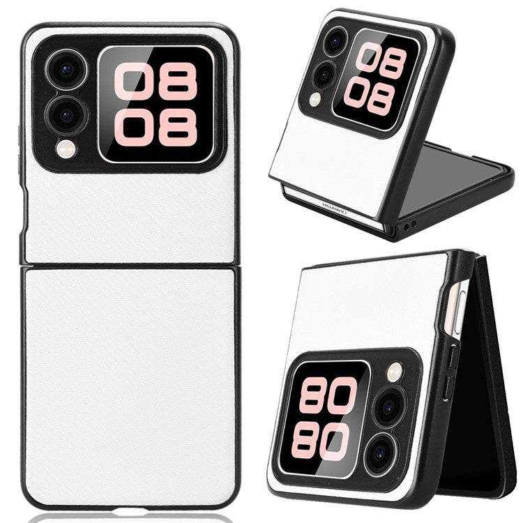 For Huawei nova Flip 5G Case Carbon Fiber Texture Shockproof PU+PC Phone Cover - White