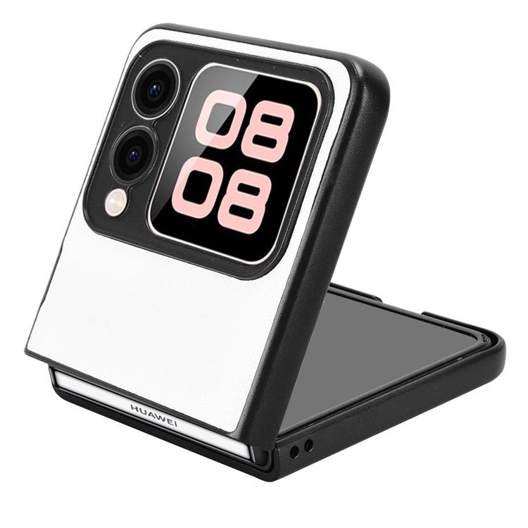 For Huawei nova Flip 5G Case Carbon Fiber Texture Shockproof PU+PC Phone Cover - White