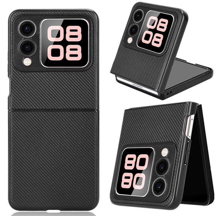 For Huawei nova Flip 5G Case Carbon Fiber Texture Shockproof PU+PC Phone Cover - Black