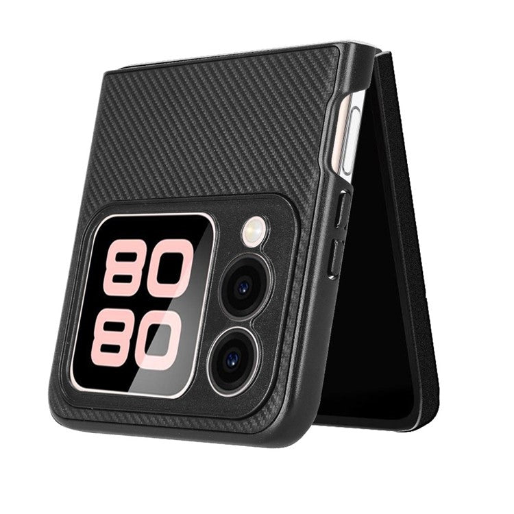 For Huawei nova Flip 5G Case Carbon Fiber Texture Shockproof PU+PC Phone Cover - Black