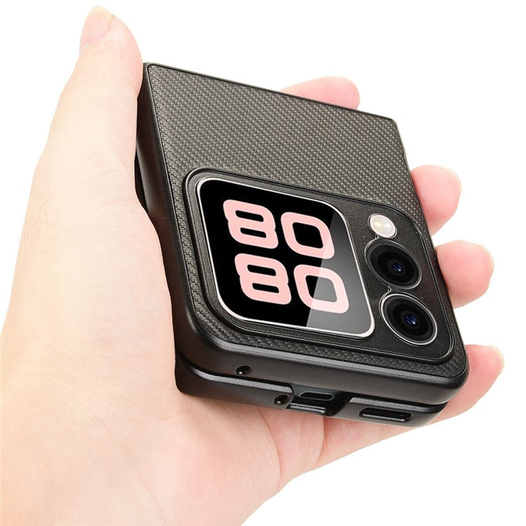 For Huawei nova Flip 5G Case Carbon Fiber Texture Shockproof PU+PC Phone Cover - Black