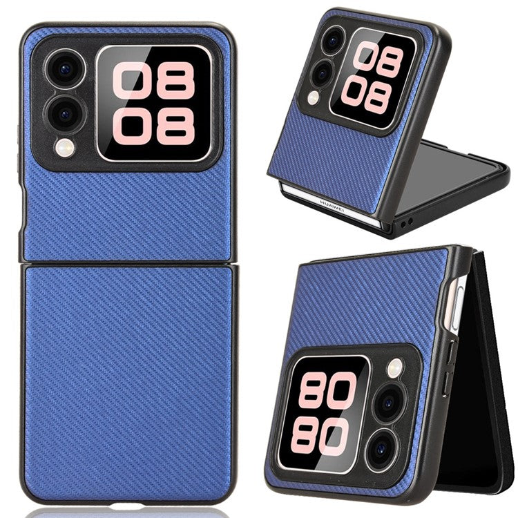 For Huawei nova Flip 5G Case Carbon Fiber Texture Shockproof PU+PC Phone Cover - Blue