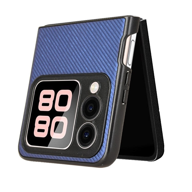 For Huawei nova Flip 5G Case Carbon Fiber Texture Shockproof PU+PC Phone Cover - Blue
