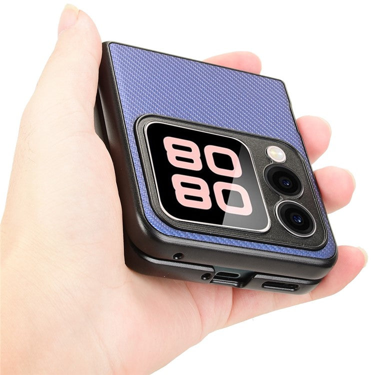 For Huawei nova Flip 5G Case Carbon Fiber Texture Shockproof PU+PC Phone Cover - Blue