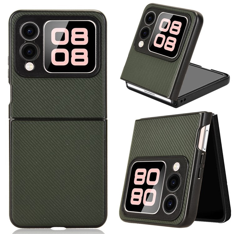 For Huawei nova Flip 5G Case Carbon Fiber Texture Shockproof PU+PC Phone Cover - Green